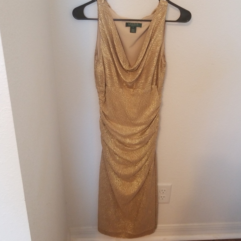 *Beautiful gold LAUREN RALPH LAUREN midi dress